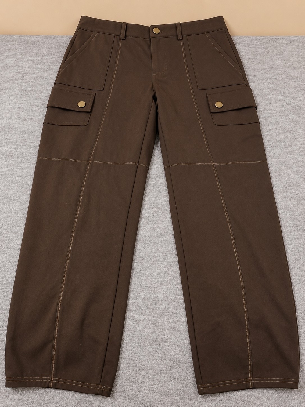 Halara Cargo Pocket Straight Leg Pants in Brown XS
